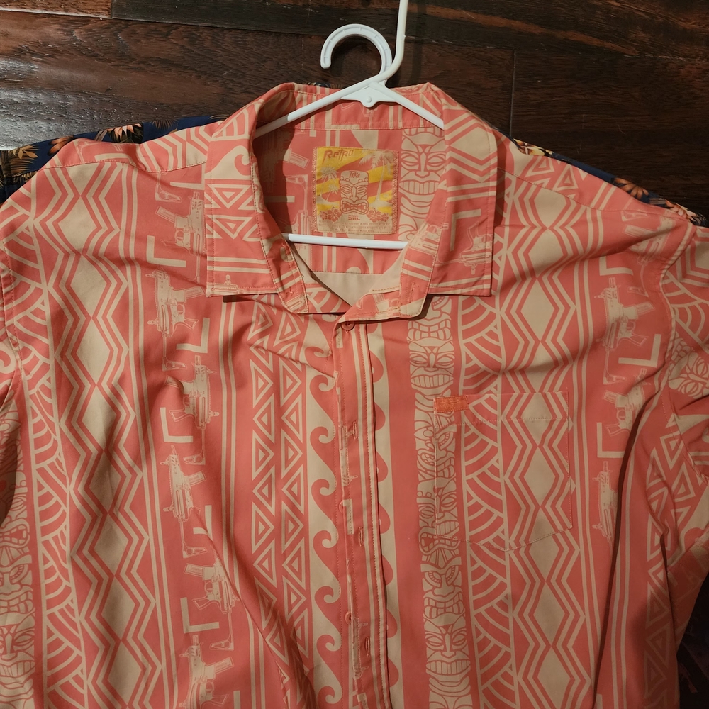 Men's Geometric Coral and Cream Shirt